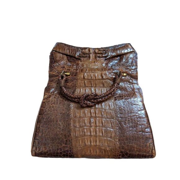 Vintage 30's-40's Alligator Bag Woven Handle and Feet! - Picture 2 of 11